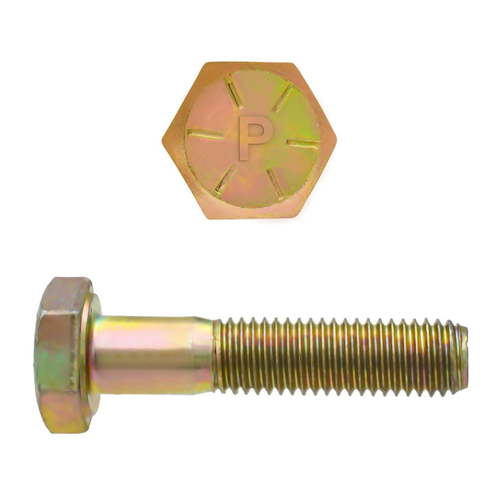 H. Paulin 080-311 Paulin 1/4"-28 x 1-1/4" Hex Head Cap Screws Grade 8 UNF Zinc-Yellow PT 100 Pcs