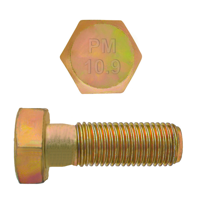 H. Paulin (680) 613-556 Paulin M24-3.00 x 70mm Metric Hex Head Cap Screws CL 10.9 Coarse Zinc-Yellow DIN933 FT 25 Pcs