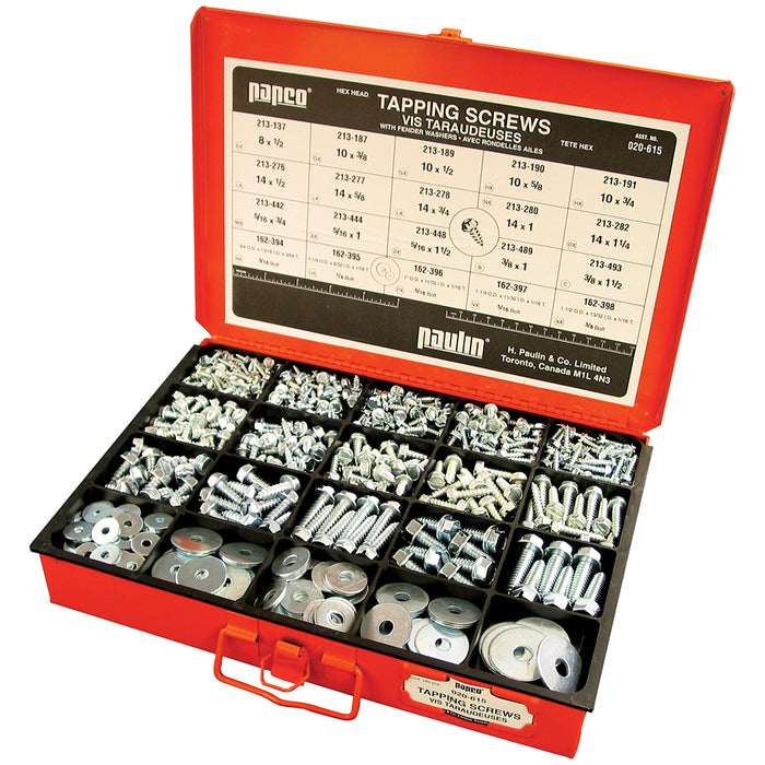 H. Paulin (680) 020-615 Papco Tapping Screw/Washer Assortment Zinc 1Pcs
