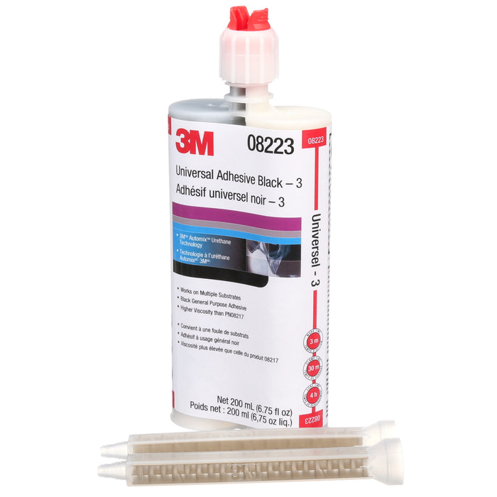 3M 08223 3M™ Universal Adhesive, 08223, black, 6.8 fl. oz. (200 ml), Colour: Black, 3M Stock No. 7000142709