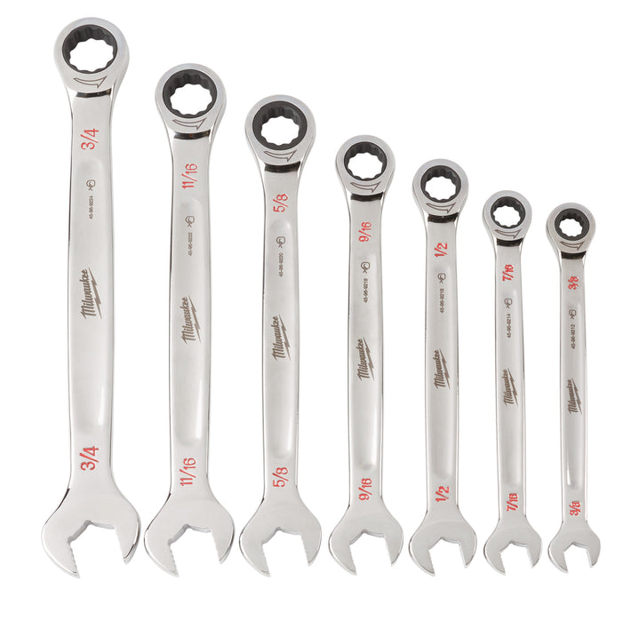 Milwaukee (366) 48-22-9406 Milwaukee 7pc Ratcheting Combination Wrench Set - SAE