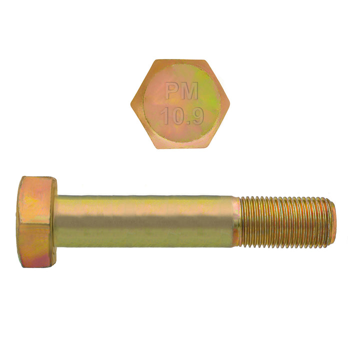 H. Paulin 613-564 Paulin M24-3.00 x 140mm Metric Hex Head Cap Screws CL 10.9 Coarse Zinc-Yellow DIN931 PT 10 Pcs