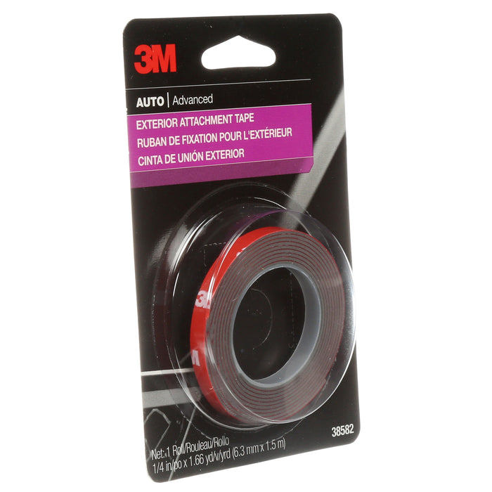 3M 38582 3M™ Exterior Attachment Tape, 38582, 1/4 in x 5 ft (0.64 cm x 1.52 m), Colour: Grey, 3M Stock No. 7100049583
