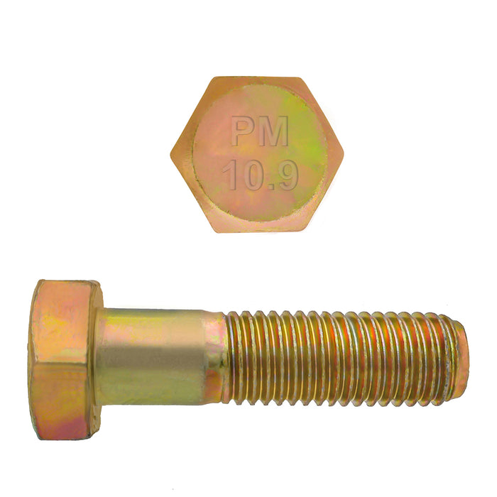H. Paulin (680) 613-441 Paulin M14-2.00 x 45mm Metric Hex Head Cap Screws CL 10.9 Coarse Zinc-Yellow DIN931 PT 25 Pcs