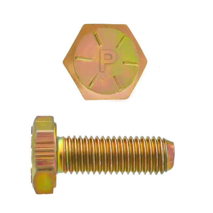 H. Paulin 080-307 Paulin 1/4"-28 x 3/4" Hex Head Cap Screws Grade 8 UNF Zinc-Yellow FT 100 Pcs