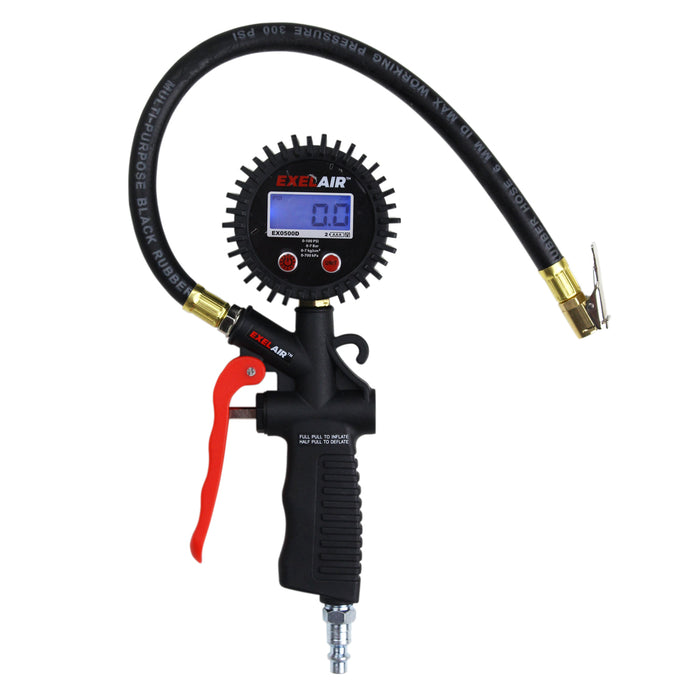 Milton EX0500D EXELAIR™ EX0500D Digital Pistol Grip Tire Inflator/Deflator Gauge - 16" Air Hose and Easy-Clip Chuck - 100 PSI