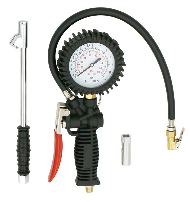 Milton EX536KIT EXELAIR™ EX536KIT 3-in-1 Professional Analog Pistol Grip Tire Inflator/Deflator Gauge Kit - 16" Hose, Easy-Clip Chuck, Dual Foot Chuck, and Bonus Venturi Tip - 175 PSI