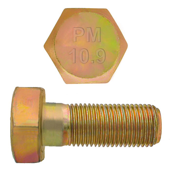 H. Paulin (680) B613-498 Paulin M18-2.50 x 30mm Metric Hex Head Cap Screws CL 10.9 Coarse Zinc-Yellow DIN931 PT 175 Pcs