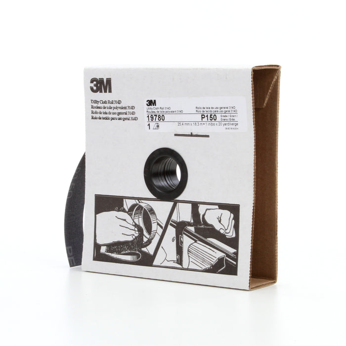 3M 19780 3M™ Utility Cloth Roll, 314D, P150, 1 in x 60 ft (25.4 mm x 18.29 m), Colour: Maroon, 3M Stock No. 7000118502