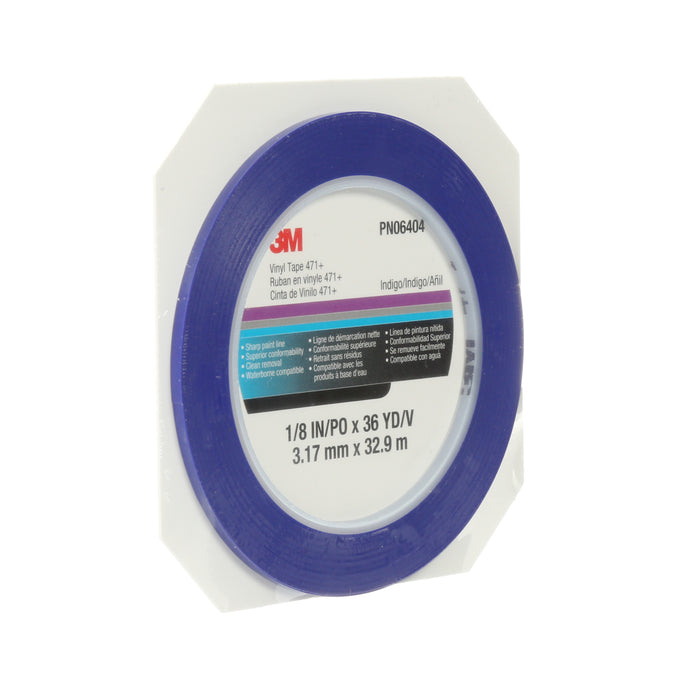 3M (815) 06404 3M™ Vinyl Tape, 471+, indigo, 0.1 in x 36.0 yd x 5.3 mil (0.3 cm x 32.9 m x 0.1 mm), Colour: Indigo, 3M Stock No. 7100055258
