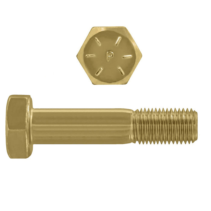 H. Paulin (680) B079-893 Paulin 1-1/4"-7 x 5" Hex Head Cap Screws Grade 8 UNC Zinc-Yellow PT 15 Pcs