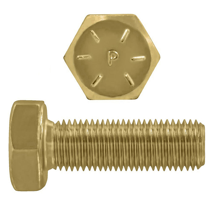 H. Paulin B079-887 Paulin 1-1/4"-7 x 3" Hex Head Cap Screws Grade 8 UNC Zinc-Yellow FT 25 Pcs
