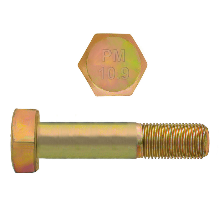 H. Paulin 613-562 Paulin M24-3.00 x 120mm Metric Hex Head Cap Screws CL 10.9 Coarse Zinc-Yellow DIN931 PT 10 Pcs