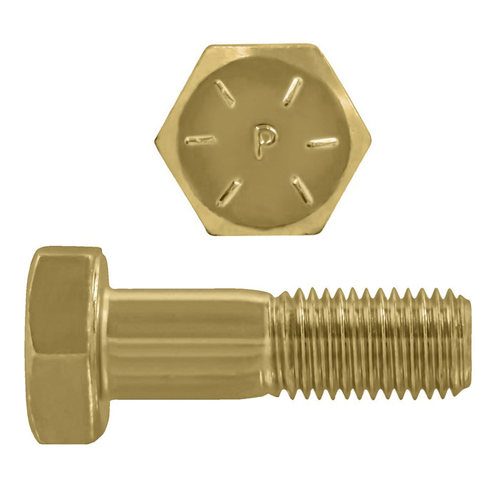 H. Paulin 079-766 Paulin 7/8"-9 x 3" Hex Head Cap Screws Grade 8 UNC Zinc-Yellow PT 20 Pcs