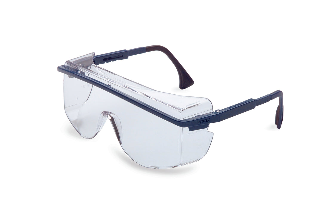 North Safety S2510C Honeywell Uvex Astrospec® 3001 Blue Safety Glasses With Clear Anti-Fog/Anti-Scratch Lens