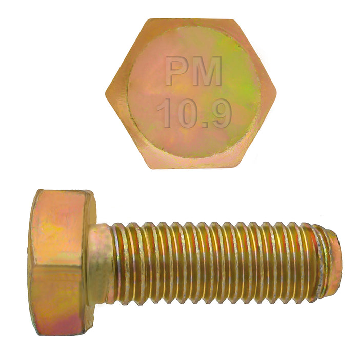 H. Paulin (680) 009-006 Paulin M8-1.25 x 20mm Metric Hex Head Cap Screws CL 10.9 Coarse Zinc-Yellow DIN933 FT 5 Pcs