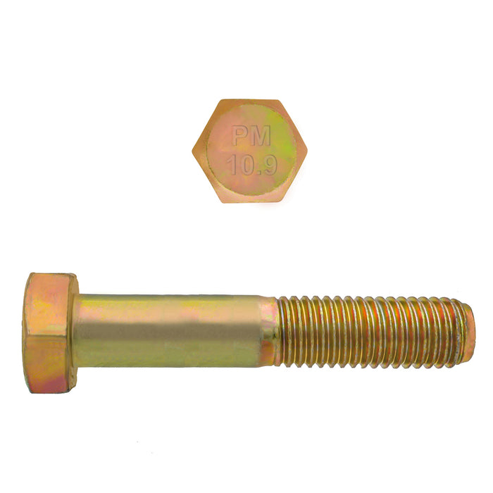 H. Paulin (680) B613-374 Paulin M10-1.50 x 50mm Metric Hex Head Cap Screws CL 10.9 Coarse Zinc-Yellow DIN931 PT 450 Pcs