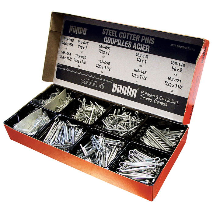 H. Paulin 020-313 Steel Bright Utility Cotter Pin Assortment 1Pcs