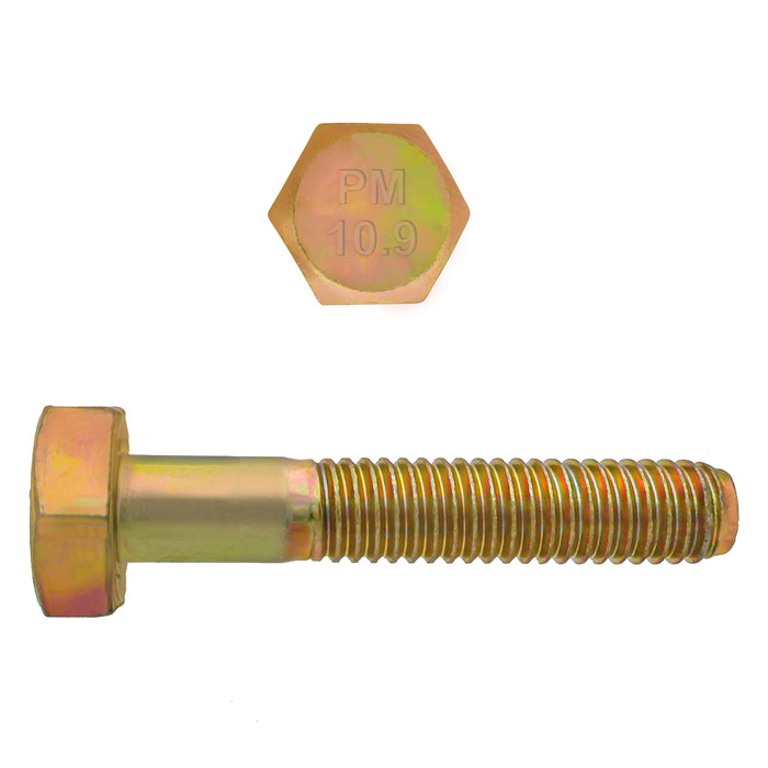 H. Paulin (680) 009-003 Paulin M6-1.00 x 30mm Metric Hex Head Cap Screws CL 10.9 Coarse Zinc-Yellow DIN931 PT 7 Pcs