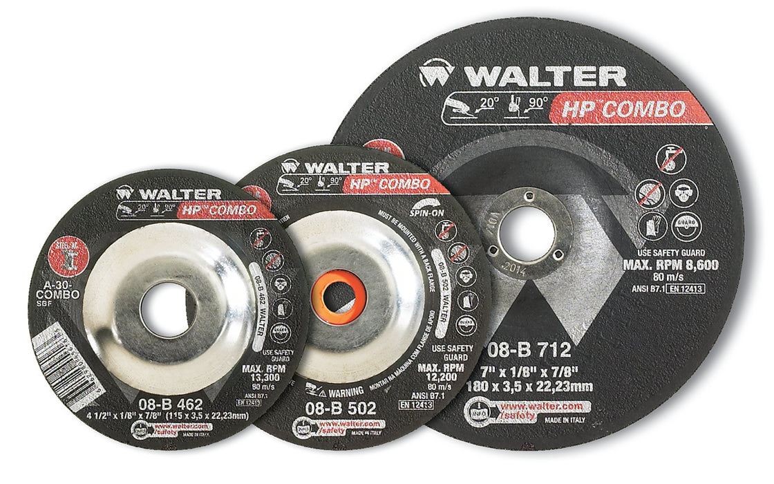 Walter (365) 08B910 HP DEPRESSED CENTER GRINDING WHEEL 9" X 1/4" X 7/8" TYPE 27 PK 25
