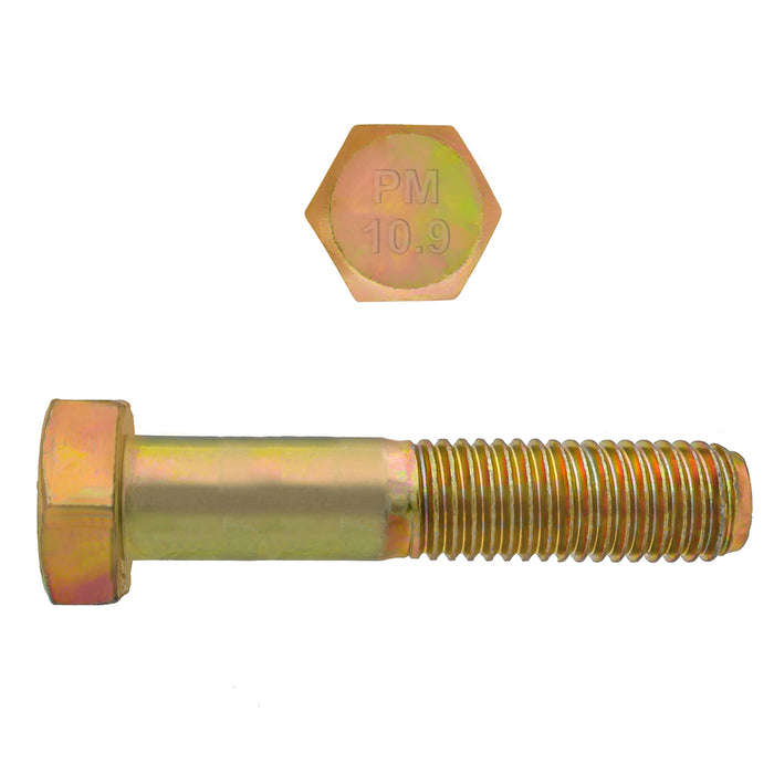 H. Paulin (680) 613-373 Paulin M10-1.50 x 45mm Metric Hex Head Cap Screws CL 10.9 Coarse Zinc-Yellow DIN931 PT 100 Pcs