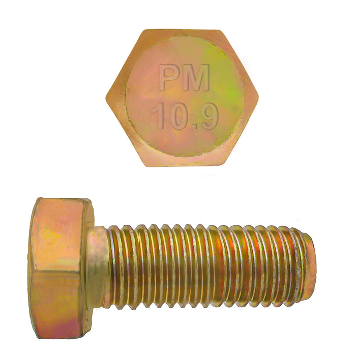 H. Paulin 613-502 Paulin M18-2.50 x 50mm Metric Hex Head Cap Screws CL 10.9 Coarse Zinc-Yellow DIN933 FT 25 Pcs