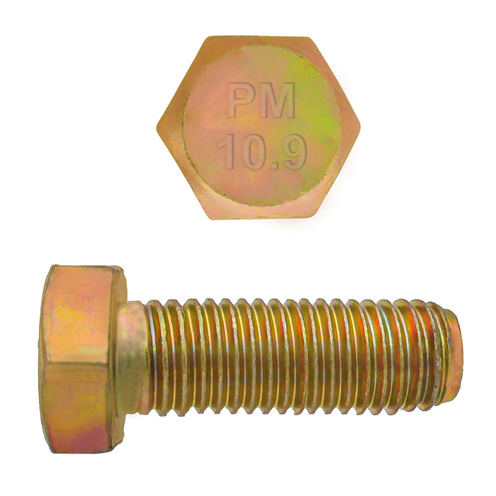 H. Paulin (680) 009-021 Paulin M12-1.75 x 30mm Metric Hex Head Cap Screws CL 10.9 Coarse Zinc-Yellow DIN933 FT 2 Pcs