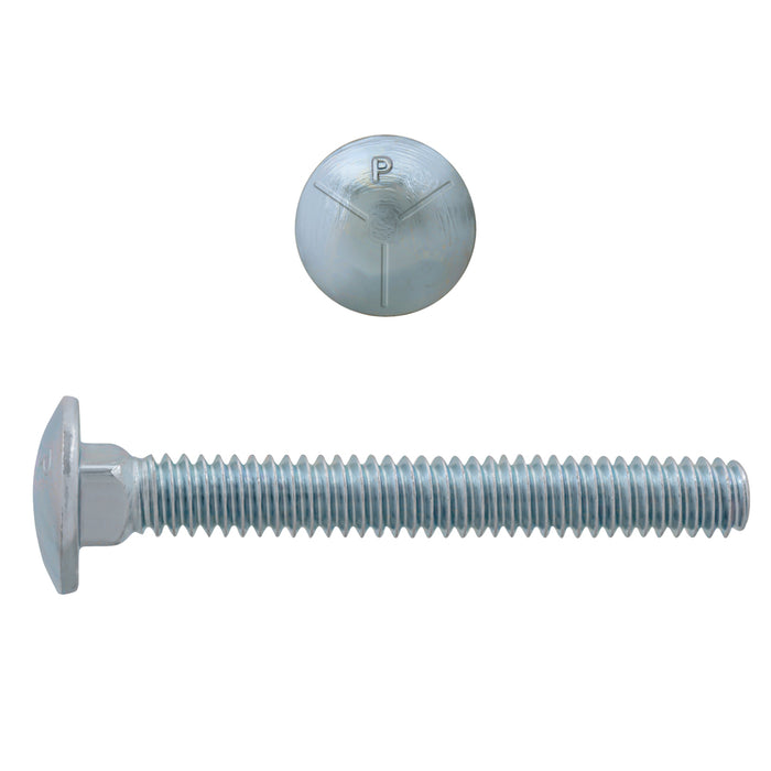 H. Paulin (680) 131-316 Paulin 1/4"-20 x 2" Carriage Bolts Zinc Grade 5 UNC FT 100 Pcs