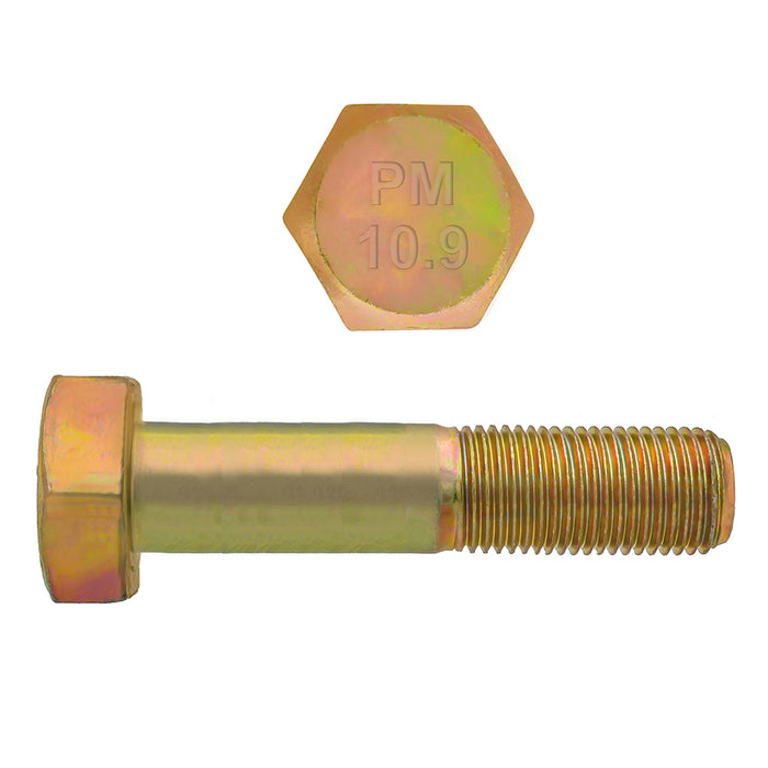 H. Paulin (680) 613-511 Paulin M18-2.50 x 110mm Metric Hex Head Cap Screws CL 10.9 Coarse Zinc-Yellow DIN931 PT 25 Pcs