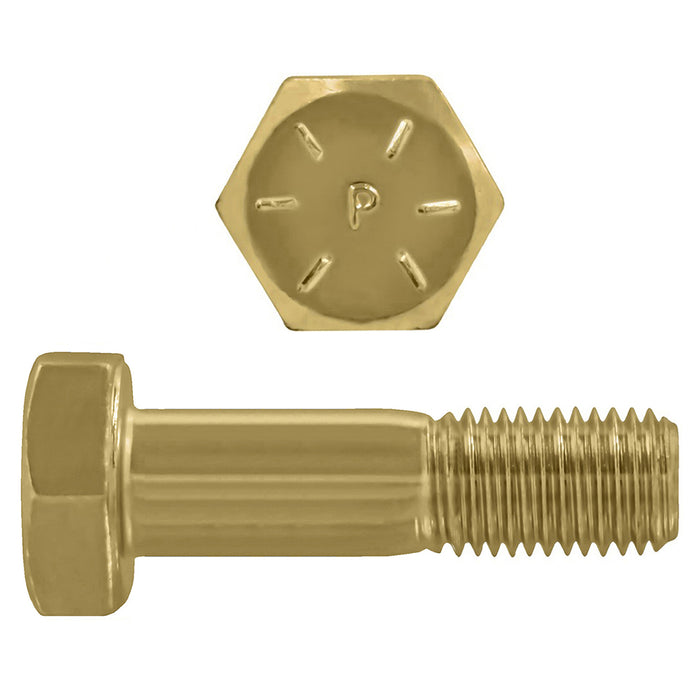 H. Paulin 079-770 Paulin 7/8"-9 x 4" Hex Head Cap Screws Grade 8 UNC Zinc-Yellow PT 20 Pcs