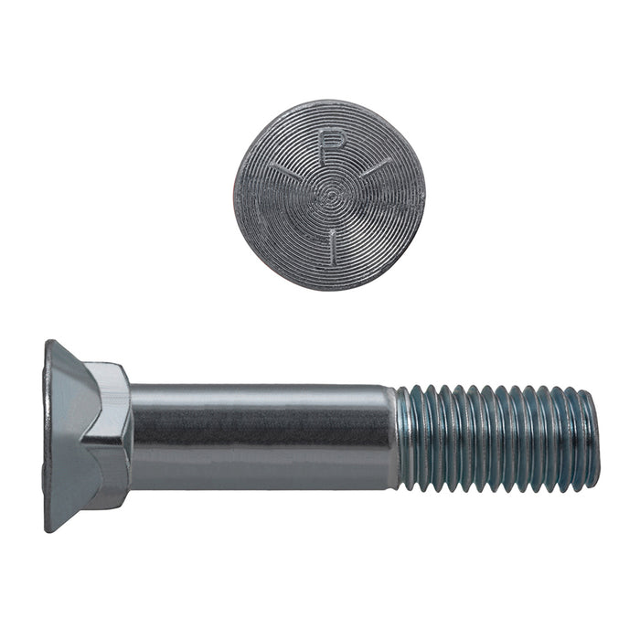 H. Paulin (680) 133-588 Paulin 1/2"-13 x 2-1/2" Flat No.3 Head Plow Bolts Steel Zinc Grade 5 UNC PT 50 pcs