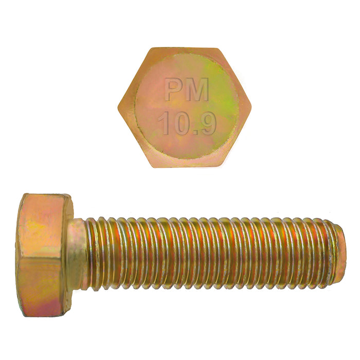 H. Paulin (680) 613-524 Paulin M20-2.50 x 60mm Metric Hex Head Cap Screws CL 10.9 Coarse Zinc-Yellow DIN933 FT 25 Pcs