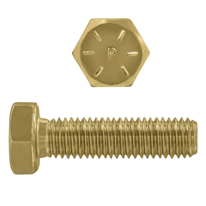H. Paulin 079-446 Paulin 5/16"-18 x 1-1/4" Hex Head Cap Screws Grade 8 UNC Zinc-Yellow FT 100 Pcs
