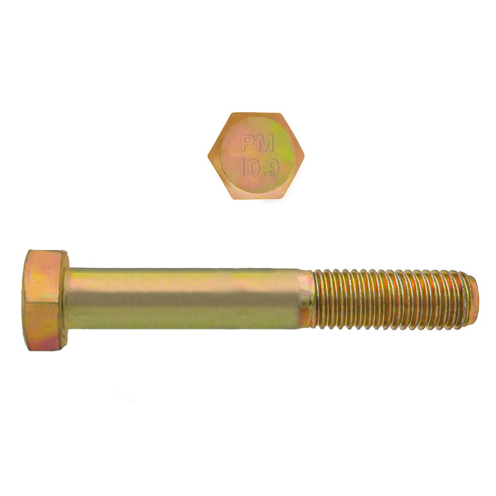 H. Paulin (680) 613-376 Paulin M10-1.50 x 60mm Metric Hex Head Cap Screws CL 10.9 Coarse Zinc-Yellow DIN931 PT 100 Pcs