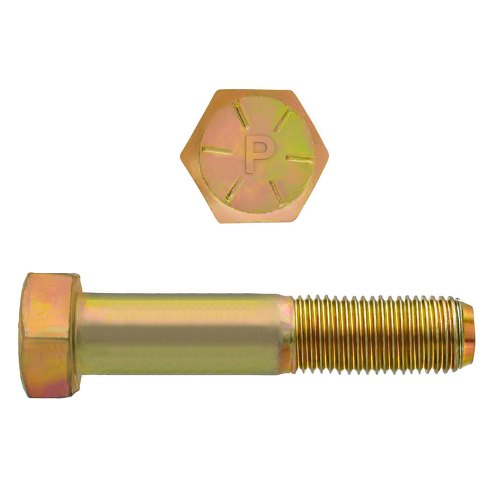 H. Paulin 080-549 Paulin 7/16"-20 x 4" Hex Head Cap Screws Grade 8 UNF Zinc-Yellow PT 50 Pcs