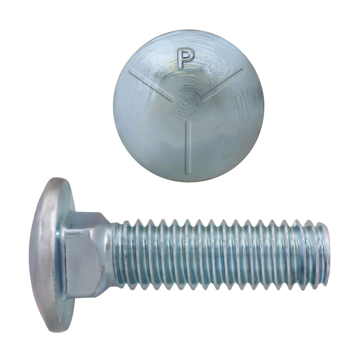 H. Paulin 131-538 Paulin 7/16"-14 x 1-1/2" Carriage Bolts Zinc Grade 5 UNC FT 50 Pcs
