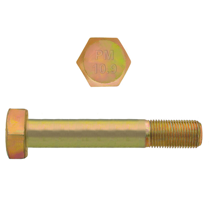 H. Paulin 613-566 Paulin M24-3.00 x 160mm Metric Hex Head Cap Screws CL 10.9 Coarse Zinc-Yellow DIN931 PT 10 Pcs