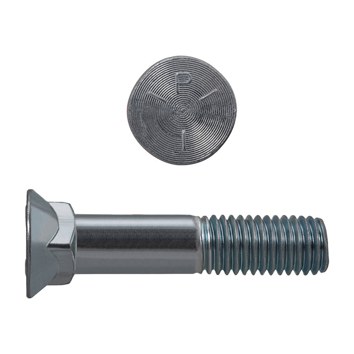 H. Paulin 133-498 Paulin 3/8"-16 x 2-1/2" Flat No.3 Head Plow Bolts Steel Zinc Grade 5 UNC PT 100 pcs