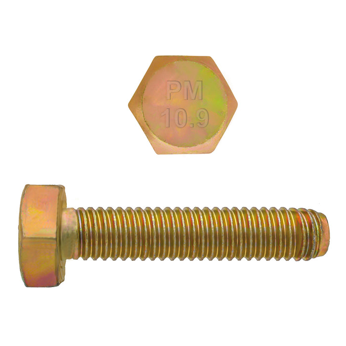 H. Paulin 009-002 Paulin M6-1.00 x 25mm Metric Hex Head Cap Screws CL 10.9 Coarse Zinc-Yellow DIN933 FT 8 Pcs