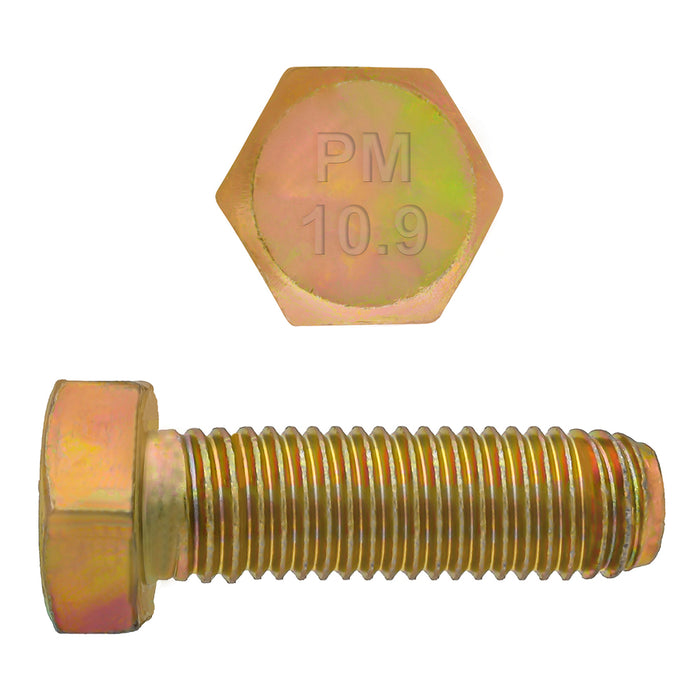 H. Paulin (680) 009-015 Paulin M10-1.50 x 30mm Metric Hex Head Cap Screws CL 10.9 Coarse Zinc-Yellow DIN933 FT 3 Pcs
