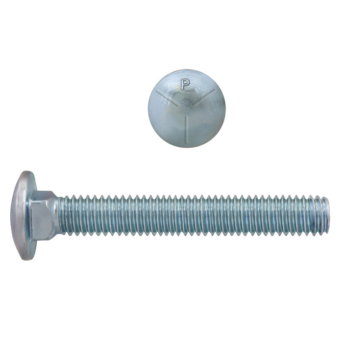 H. Paulin (680) B131-596 Paulin 1/2"-13 x 5" Carriage Bolts Zinc Grade 5 UNC FT 100 Pcs