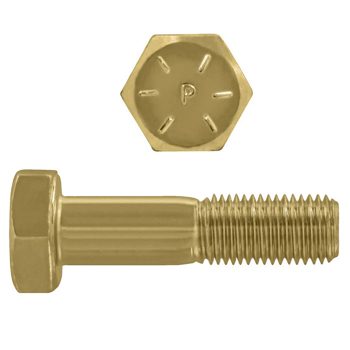 H. Paulin (680) B079-851 Paulin 1-1/8"-7 x 4" Hex Head Cap Screws Grade 8 UNC Zinc-Yellow PT 25 Pcs