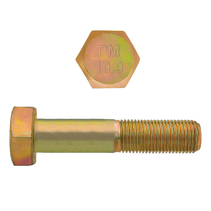 H. Paulin 613-530 Paulin M20-2.50 x 100mm Metric Hex Head Cap Screws CL 10.9 Coarse Zinc-Yellow DIN931 PT 25 Pcs