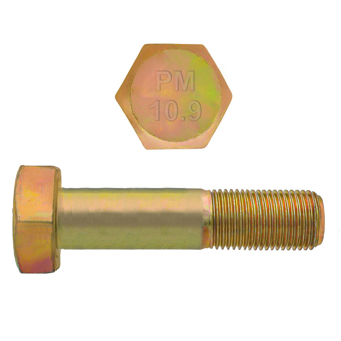 H. Paulin (680) 613-560 Paulin M24-3.00 x 100mm Metric Hex Head Cap Screws CL 10.9 Coarse Zinc-Yellow DIN931 PT 10 Pcs