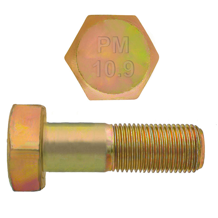 H. Paulin 613-558 Paulin M24-3.00 x 80mm Metric Hex Head Cap Screws CL 10.9 Coarse Zinc-Yellow DIN931 PT 25 Pcs