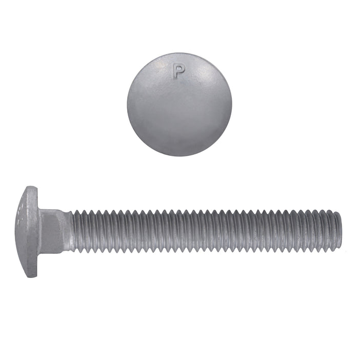 H. Paulin 852-498 Paulin 3/8"-16 x 2-1/2" Carriage Bolts Galvanized Grade 2 UNC FT 100 Pcs