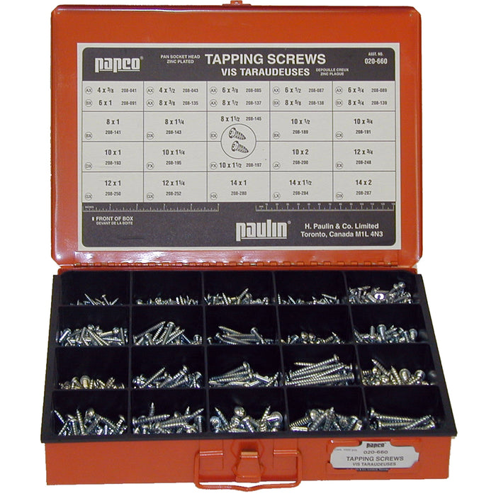 H. Paulin (680) 020-660 Papco Tapping Screw Assortment Zinc 1Pcs