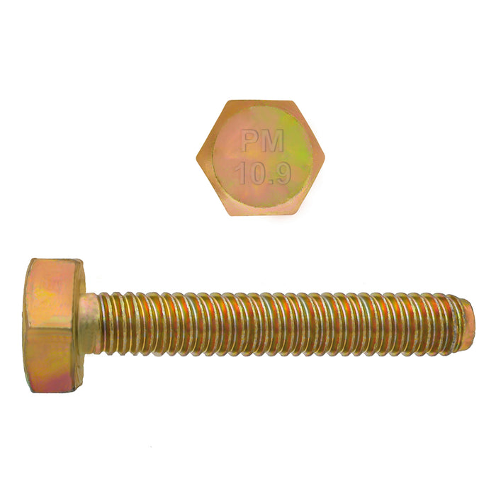 H. Paulin 613-205 Paulin M5-0.80 x 25mm Metric Hex Head Cap Screws CL 10.9 Coarse Zinc-Yellow DIN933 FT 100 Pcs