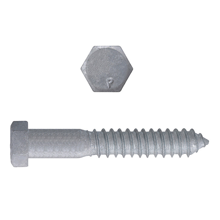 H. Paulin (680) B854-592 Paulin 1/2" x 3-1/2" Hex Lag Bolts Steel Galvanized 175 pcs