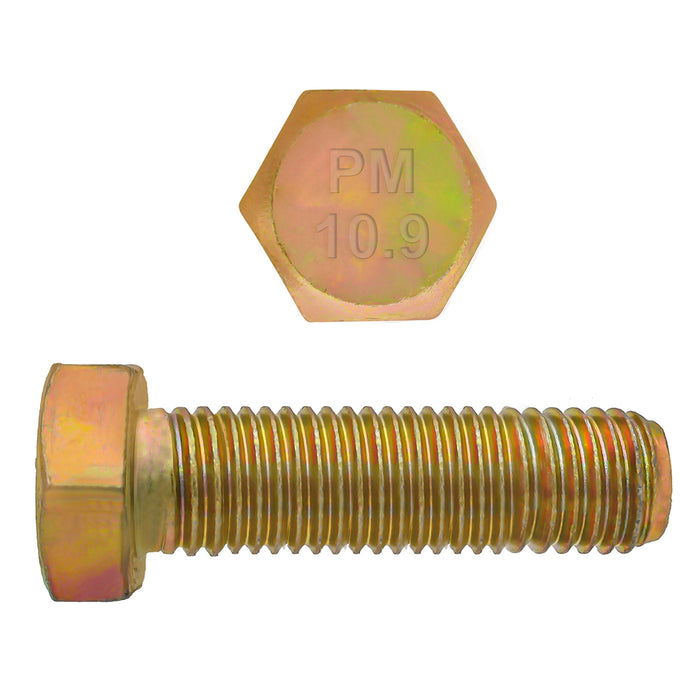 H. Paulin (680) 613-467 Paulin M16-2.00 x 45mm Metric Hex Head Cap Screws CL 10.9 Coarse Zinc-Yellow DIN933 FT 25 Pcs